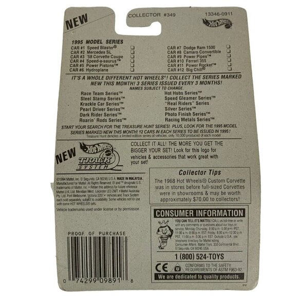 Hot Wheels 1995 Model Series Power Pipes No 9 Of 12 Cars 349 NEW - Picture 2 of 4